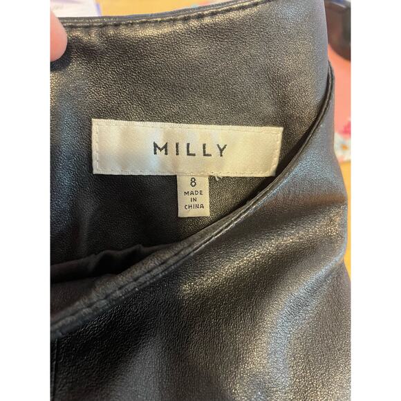 Milly Blouse Womens Size 8 Black Lambs Leather Dressy Holidays Office Siren - Picture 8 of 9